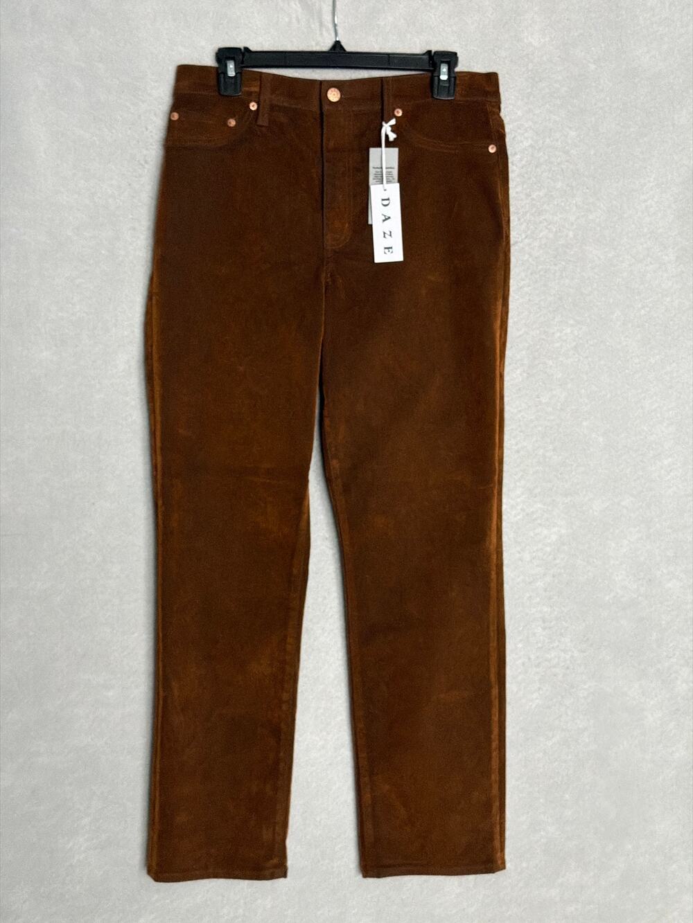 Daze Smarty Pants High Rise Slim Straight in Cognac Women's Size 25 NEW